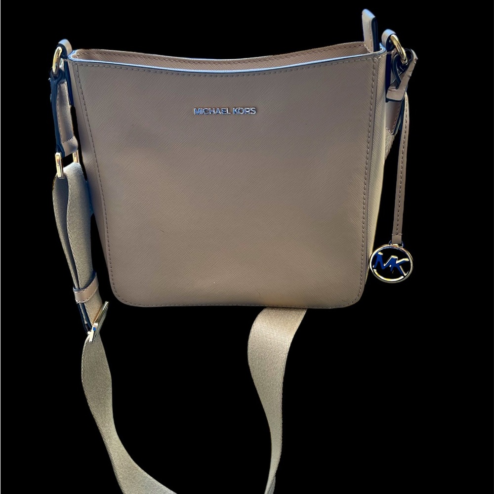 Michael Kors Jet Set Camel Saffiano Leather Small NS Messenger CrossBody Bag